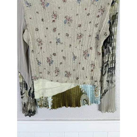 Vtg Y2K Alberto Makali Pleated Top Sz L Sequin Floral Lace Patchwork Fairy Artsy - Picture 8 of 10